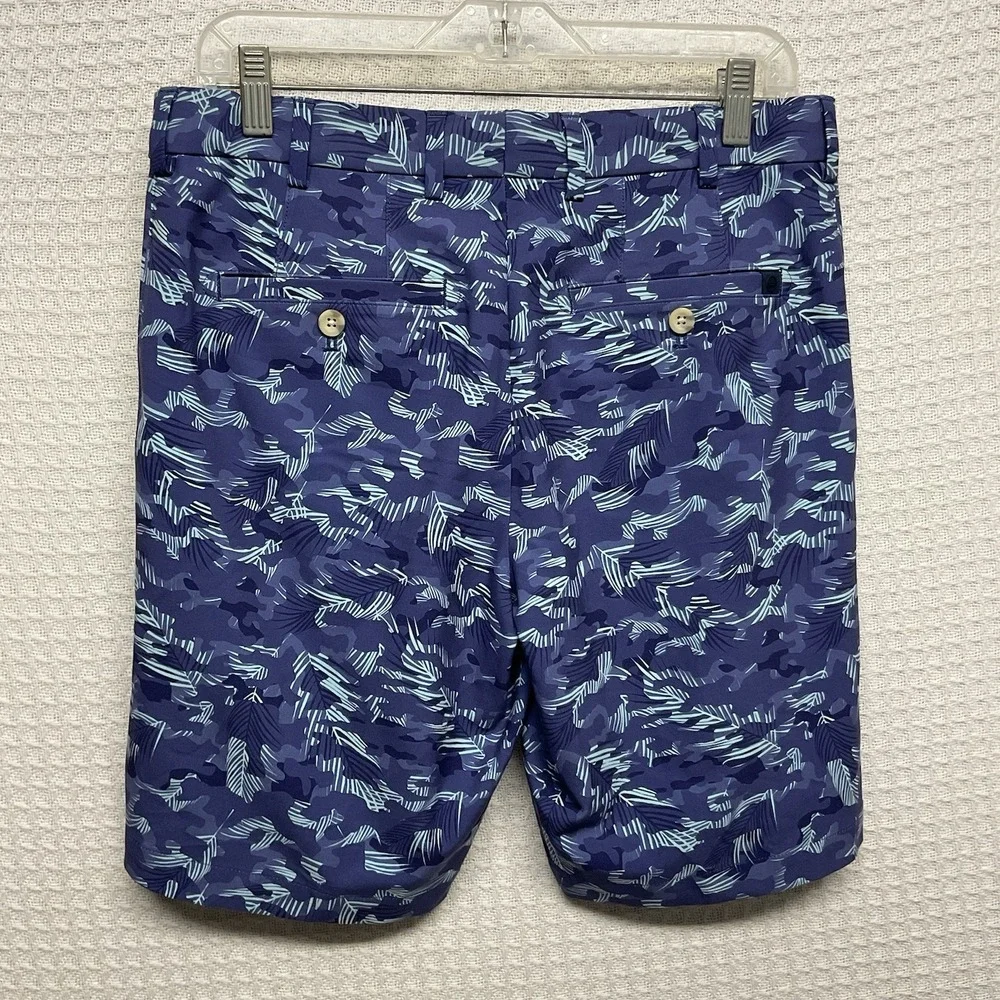 Peter Millar Mens 30 Salem Tropical Camo Performance Shorts $115 Flat Front Blue